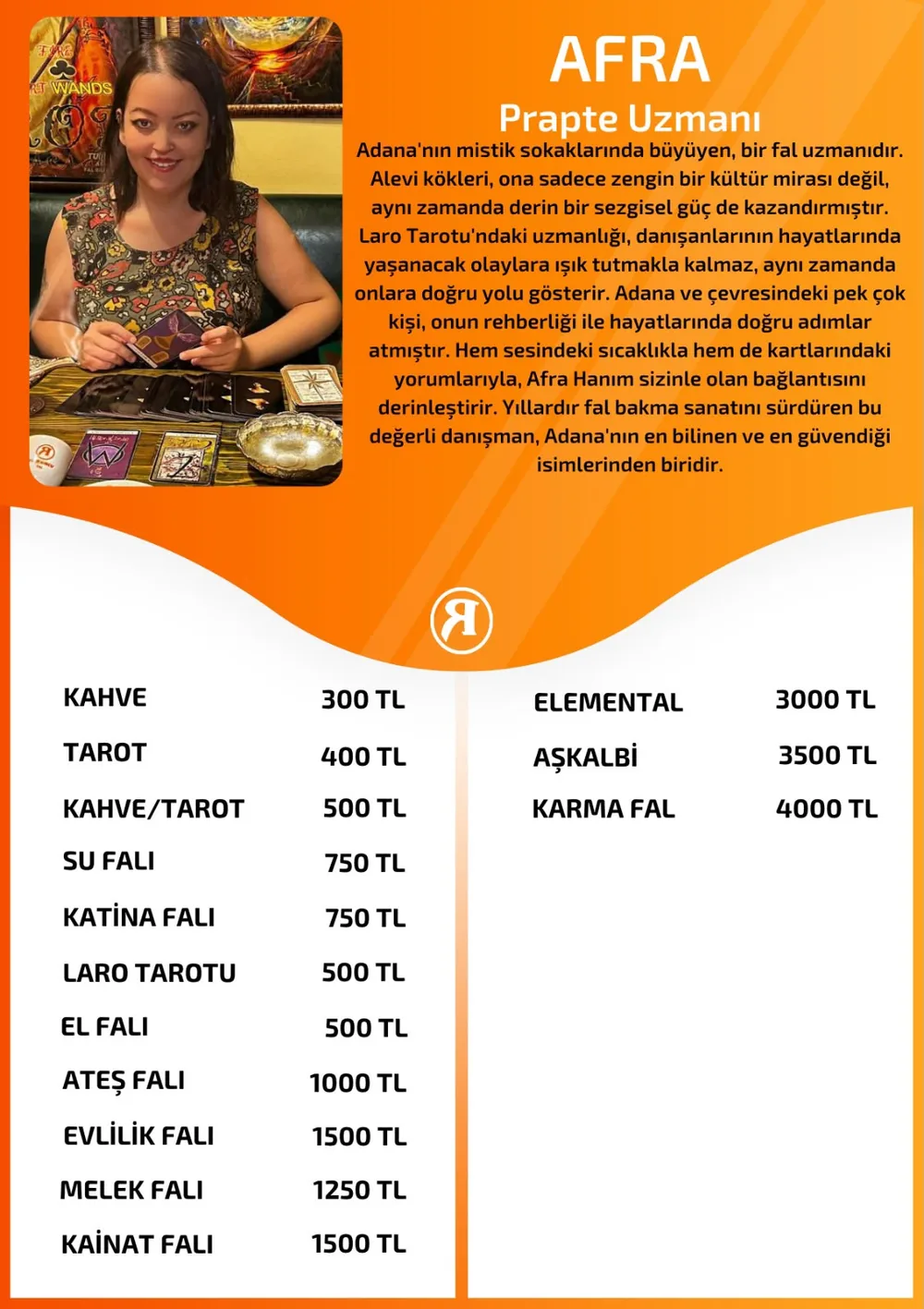 Afra hizmetleri, fiyat listesi ve hikayesi