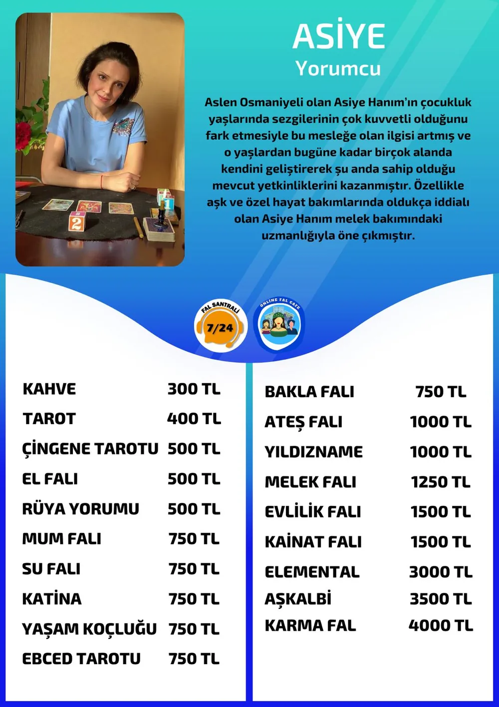 Asiye hizmetleri, fiyat listesi ve hikayesi