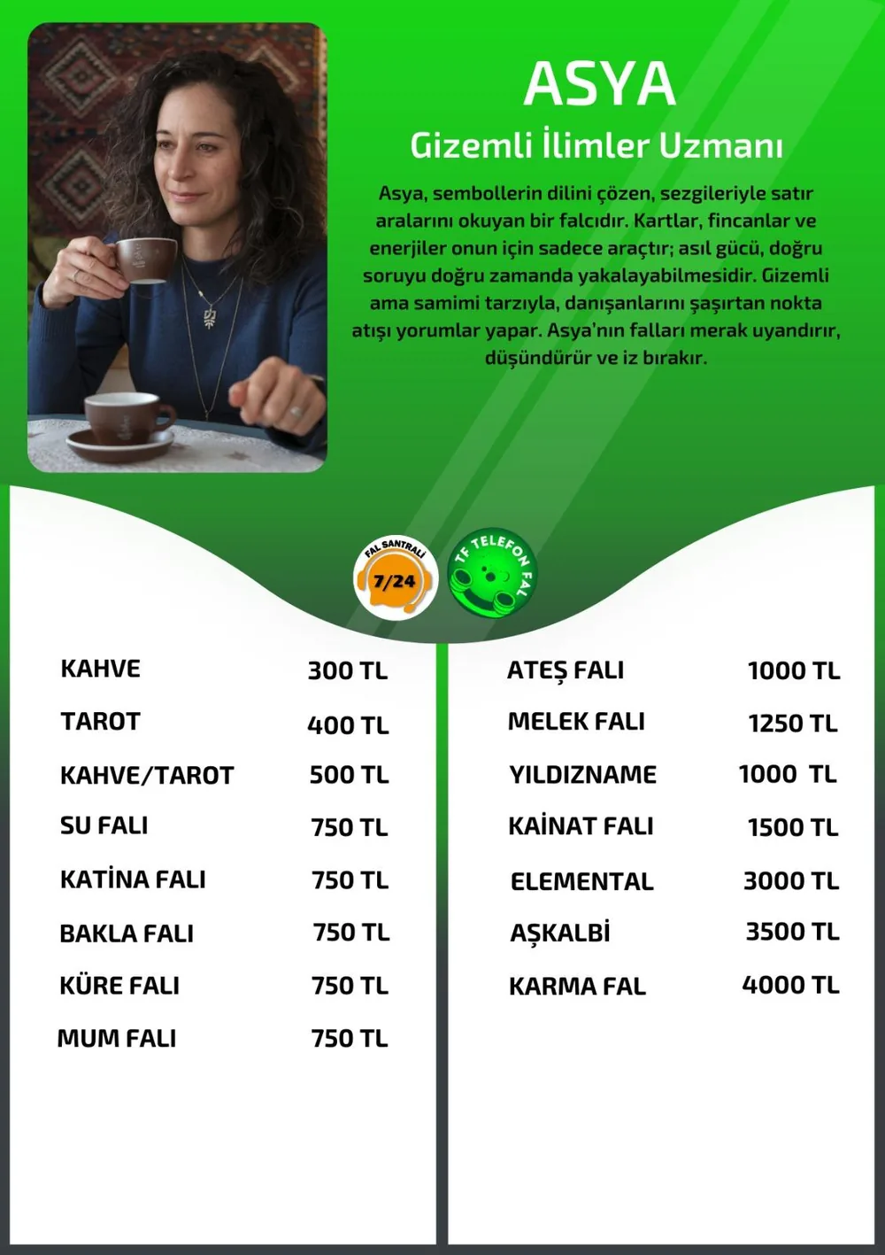 Asya hizmetleri, fiyat listesi ve hikayesi