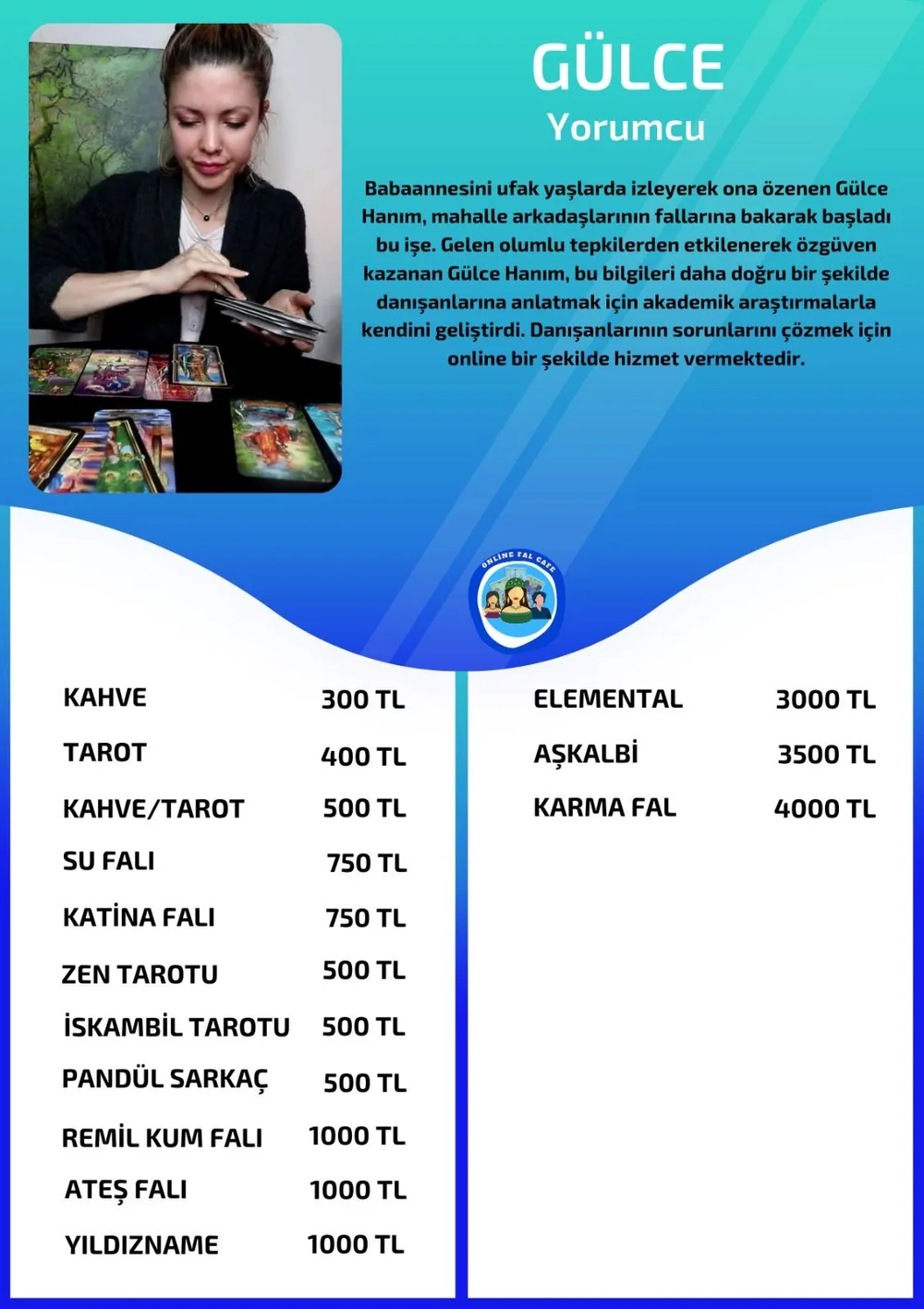 Gülce hizmetleri, fiyat listesi ve hikayesi