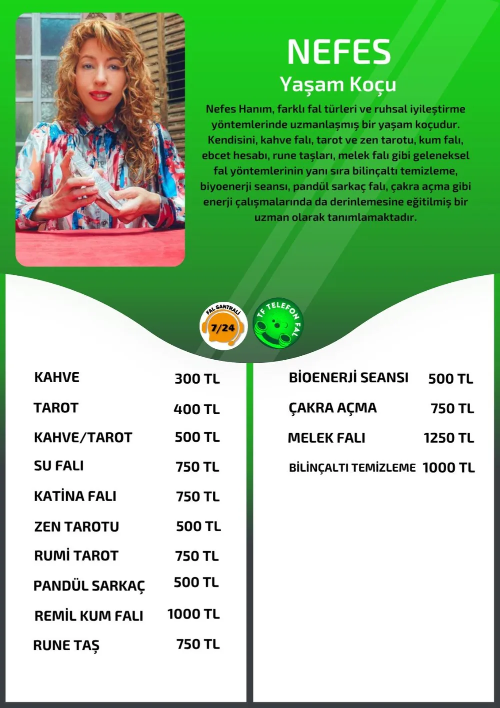 Nefes hizmetleri, fiyat listesi ve hikayesi