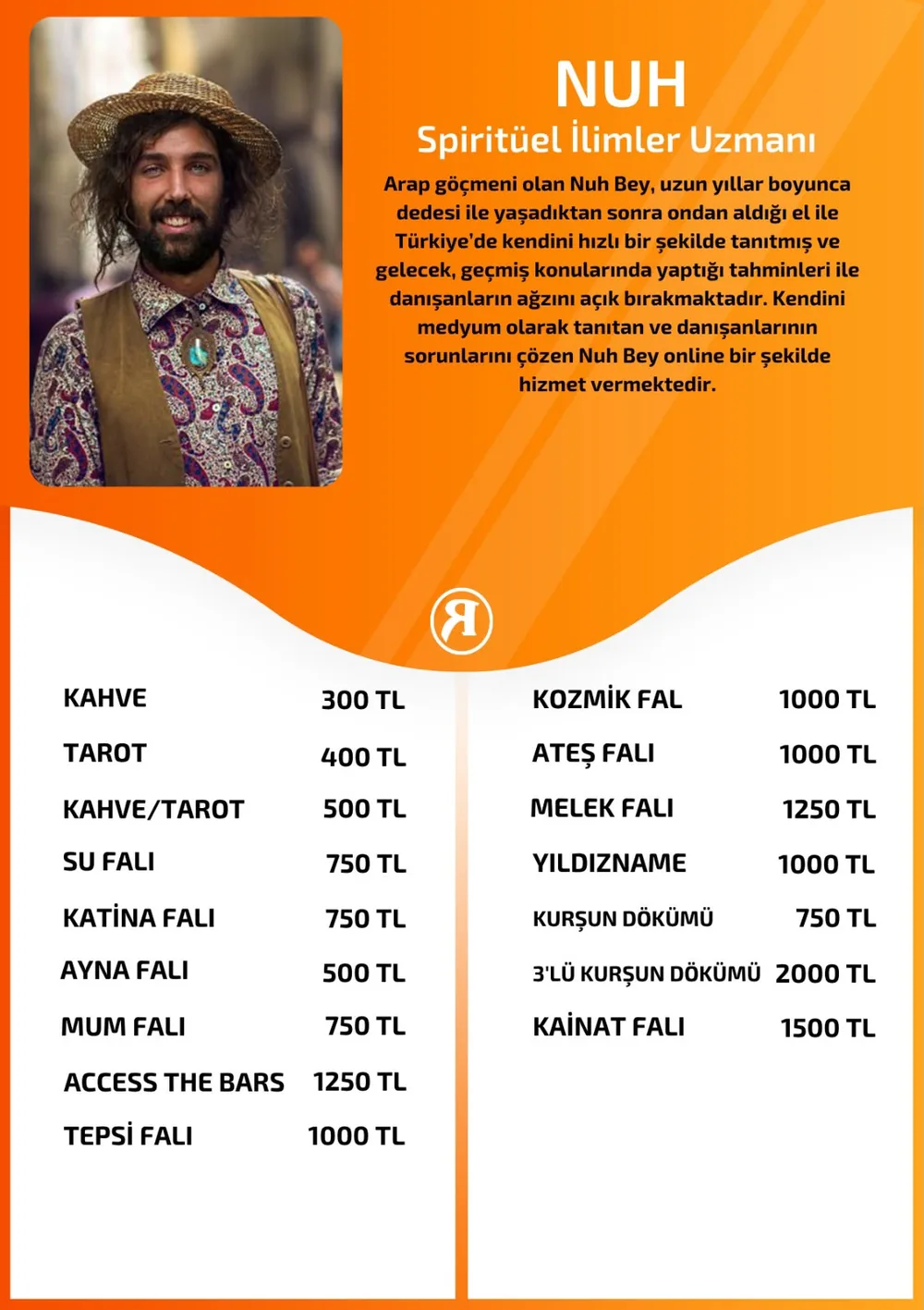 Nuh hizmetleri, fiyat listesi ve hikayesi