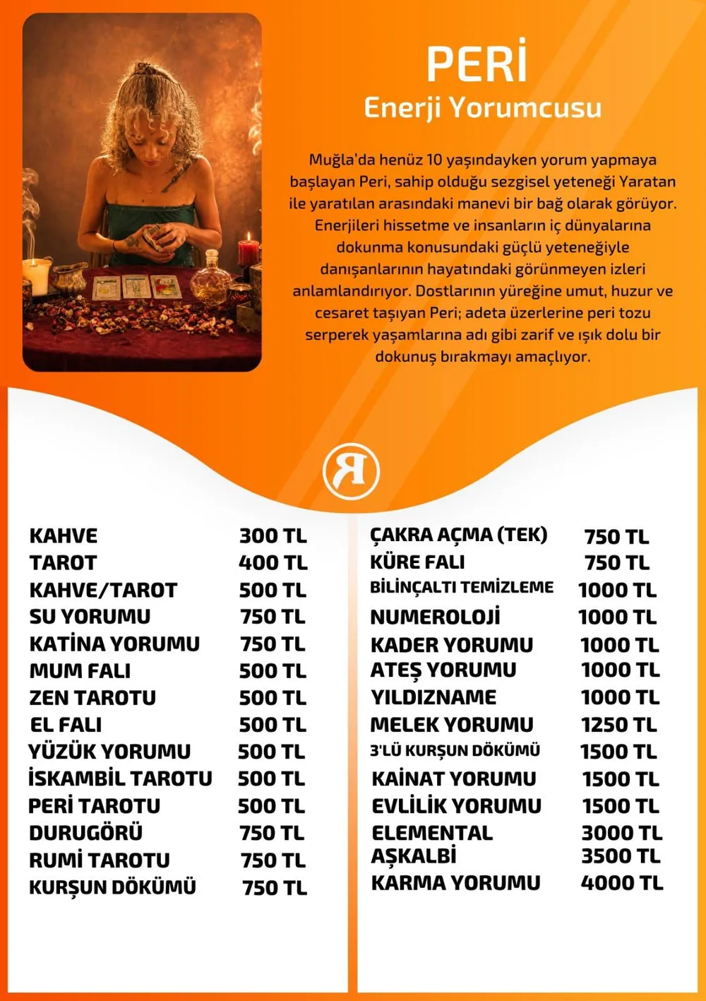 Peri hizmetleri, fiyat listesi ve hikayesi