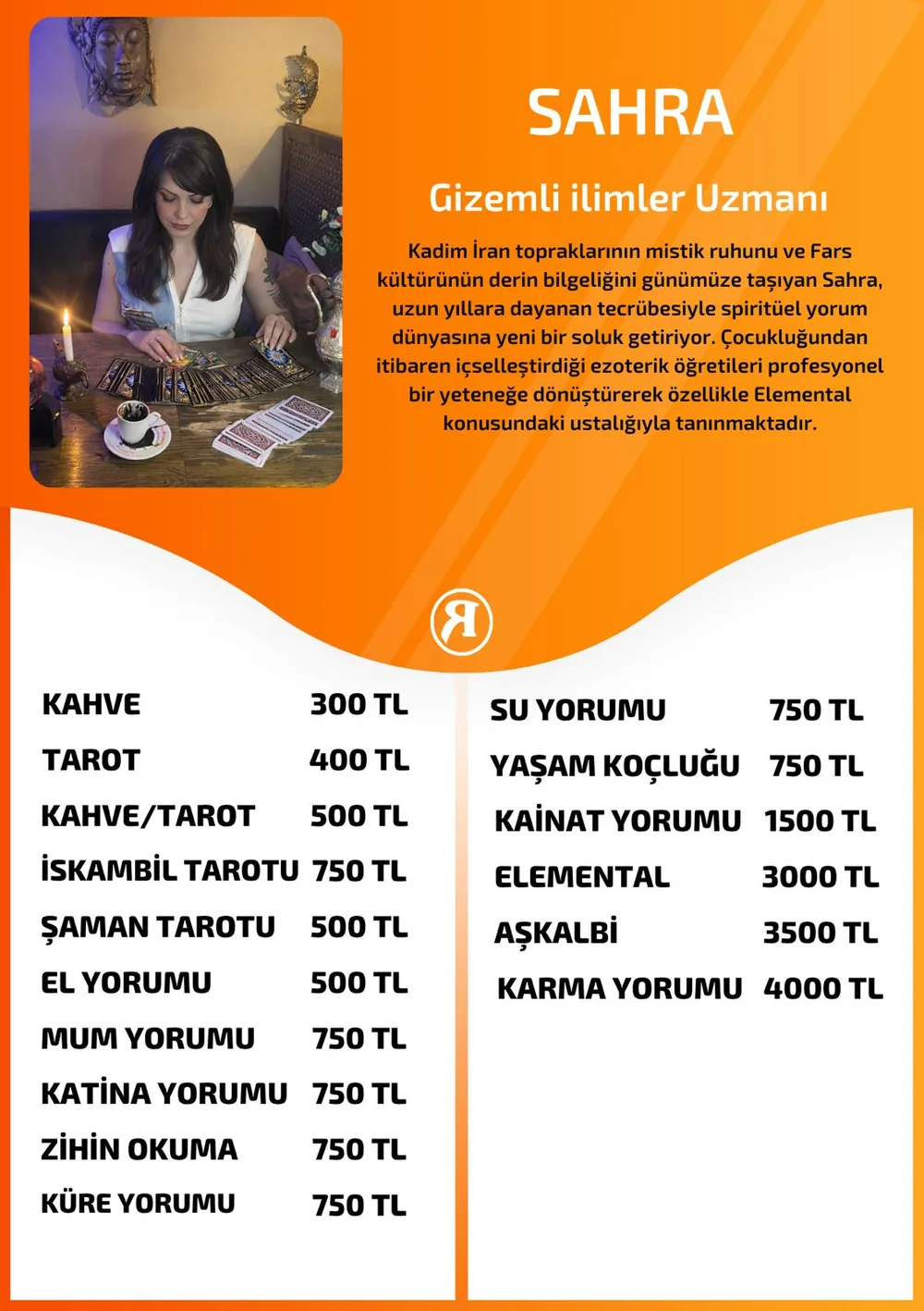 Sahra hizmetleri, fiyat listesi ve hikayesi