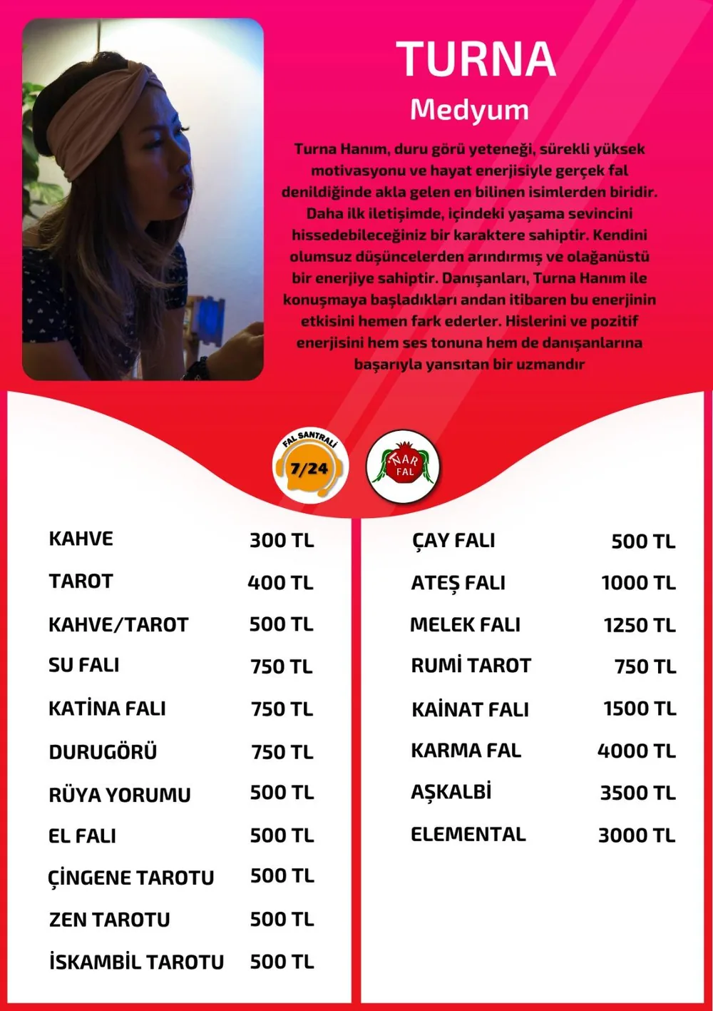 Turna hizmetleri, fiyat listesi ve hikayesi